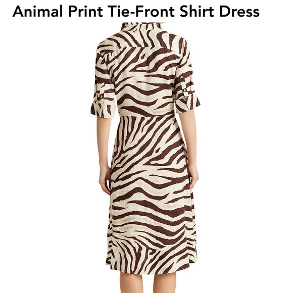BRAND NEW RALPH LAUREN ANIMAL ORINT TIE FRONT SHIRT DRESS SZ 2 - Picture 2 of 2